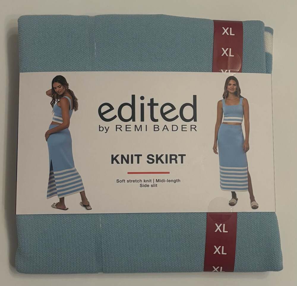 Edited by Remi Bader Soft Stretch Knit Midi-Length Side Slit Skirt